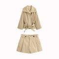 Tie-Front Collared Jacket & Tailored Shorts Co-Ord Set