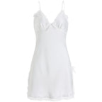 Satin-Finish Chemise with Scalloped Lace Trim