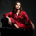 Satin-Finish Tailored Pyjama Set with Contrast Trim