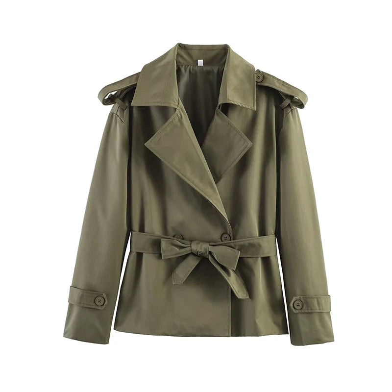 Relaxed Tie-Waist Trench Jacket