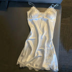 Satin-Finish Chemise with Scalloped Lace Trim