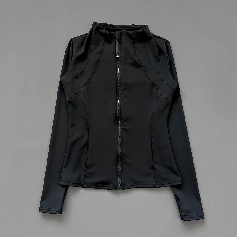 Sculpted High-Neck Zip Jacket