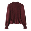 Smocked Balloon-Sleeve Blouse