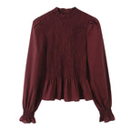 Smocked Balloon-Sleeve Blouse