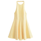 High-Neck Flared Mini Dress