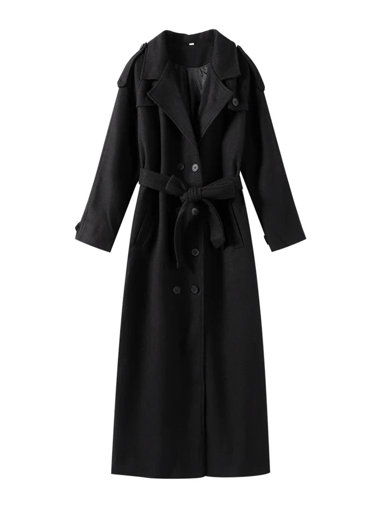 Belted Cape-Style Longline Coat