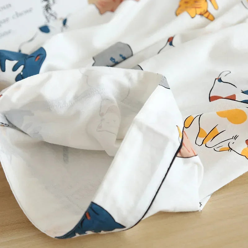 Textured Cotton-Gauze Short Pyjama Set with Fine Piping