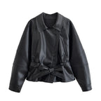 Belted Leather-Effect Trench Jacket