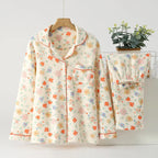Textured Muslin Long Pyjama Set with Elegant Piping
