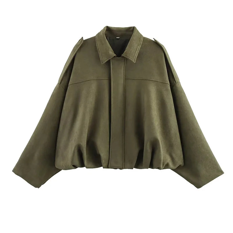 Relaxed Collared Bomber Jacket