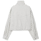 High-Neck Cropped Bomber Jacket with Adjustable Drawstring