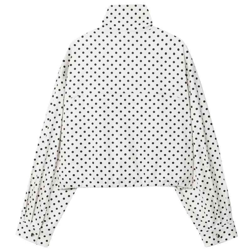High-Neck Cropped Bomber Jacket with Adjustable Drawstring