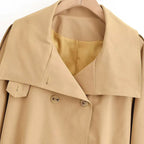 Short Double-Breasted Trench Jacket with Belt