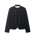 Cropped Double-Breasted Jewel-Button Blazer