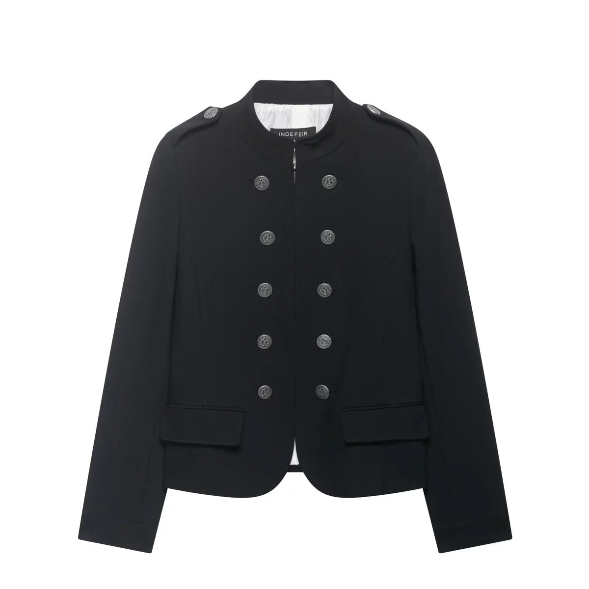 Cropped Double-Breasted Jewel-Button Blazer