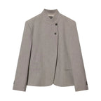 Stand-Collar Button-Front Jacket