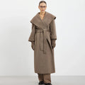 Shawl-Collar Belted Longline Coat