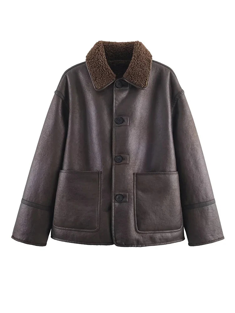 Contrast Collar Structured Jacket