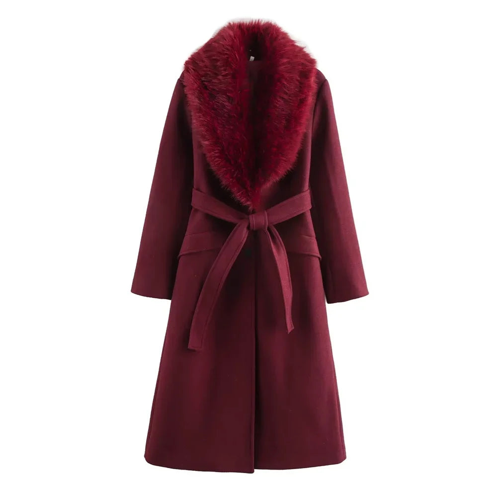 Belted Bordeaux Longline Coat