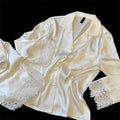 Satin-Finish Short Pyjama Set with Exquisite Scalloped Lace