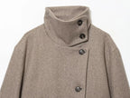 Asymmetric High-Neck Wool Blend Jacket