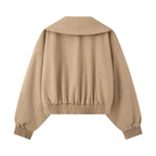 Cropped Wrap-Front Trench Jacket