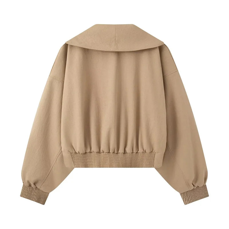 Cropped Wrap-Front Trench Jacket