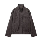 Suede-Effect Oversized Bomber Jacket