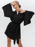 Satin-Finish Kimono-Style Dressing Gown
