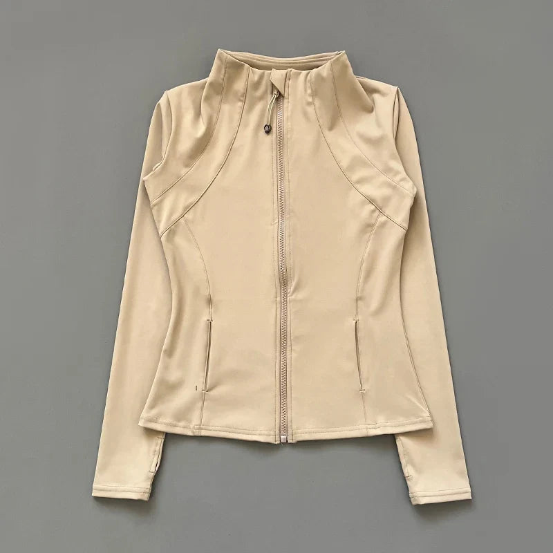 Sculpted High-Neck Zip Jacket
