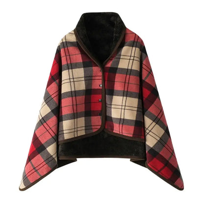 Double-Layer Tartan Blanket Scarf