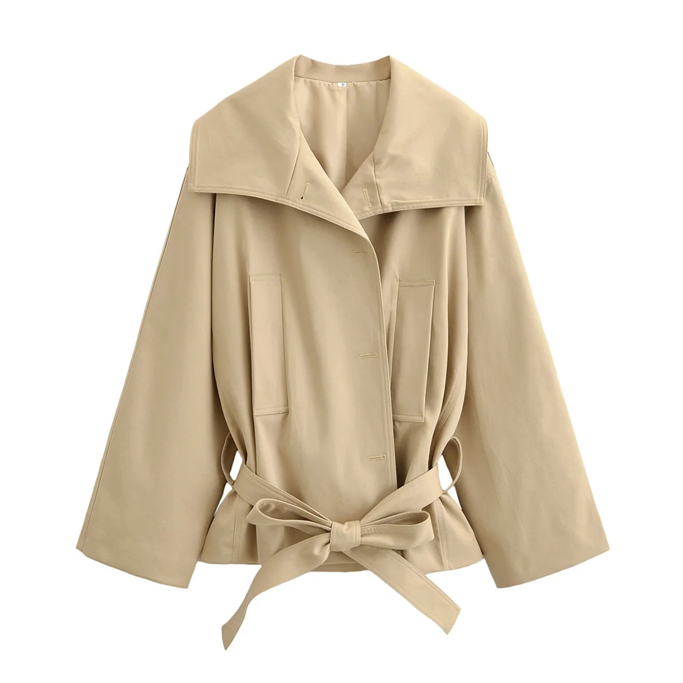 High-Neck Belted Jacket and Pleated Shorts Co-ord