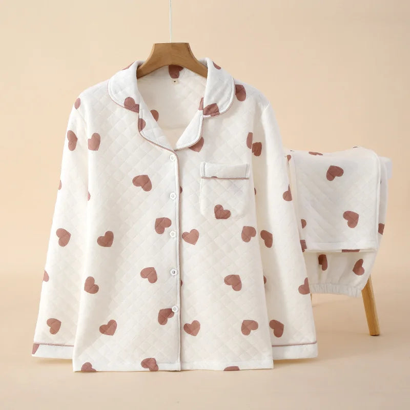 Textured Muslin Long Pyjama Set with Elegant Piping