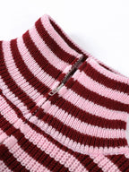 Two-Way Zip Striped Ribbed Cardigan