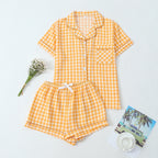 Textured Cotton-Gauze Short Pyjama Set with Ribbon Detail(ok)