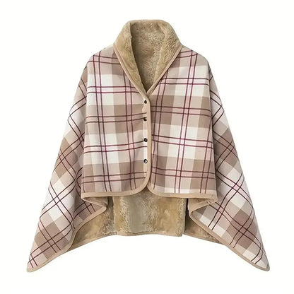 Double-Layer Tartan Blanket Scarf