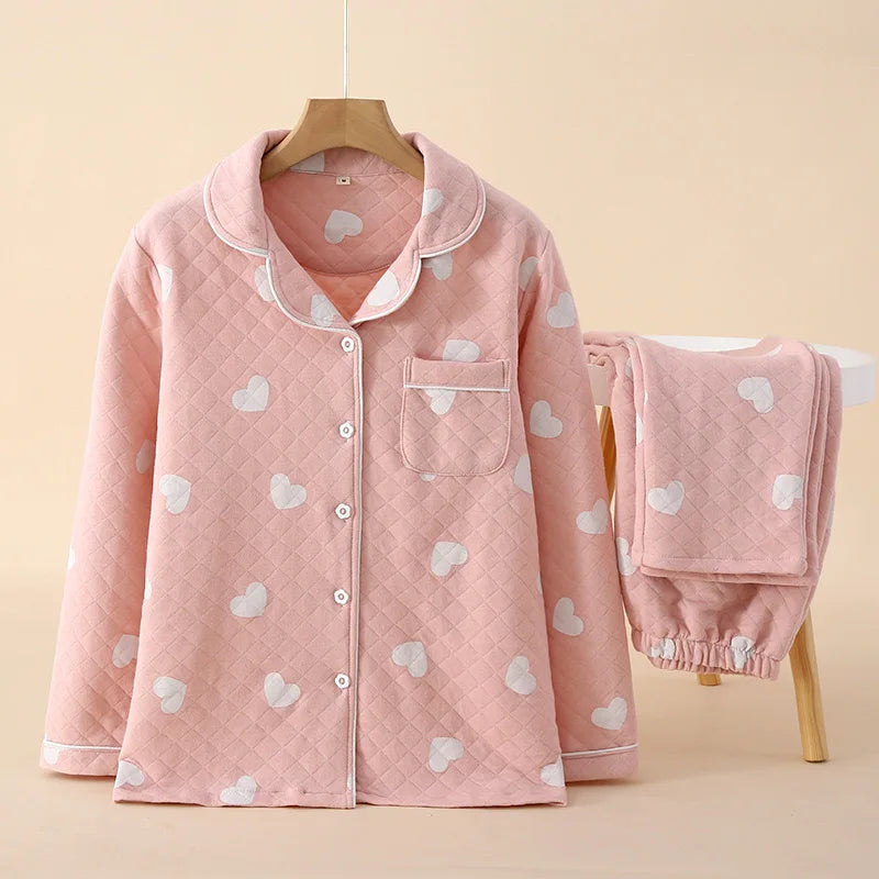 Textured Muslin Long Pyjama Set with Elegant Piping
