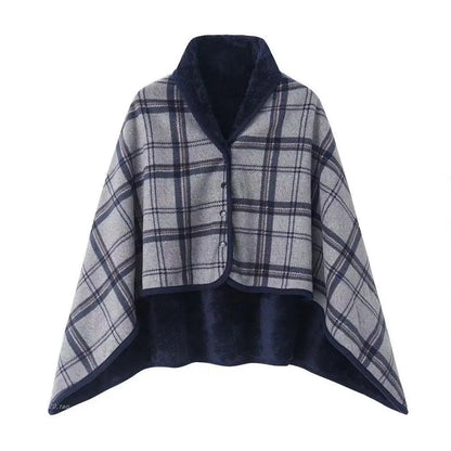 Double-Layer Tartan Blanket Scarf
