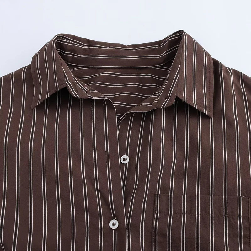Oversized Brown Striped Shirt