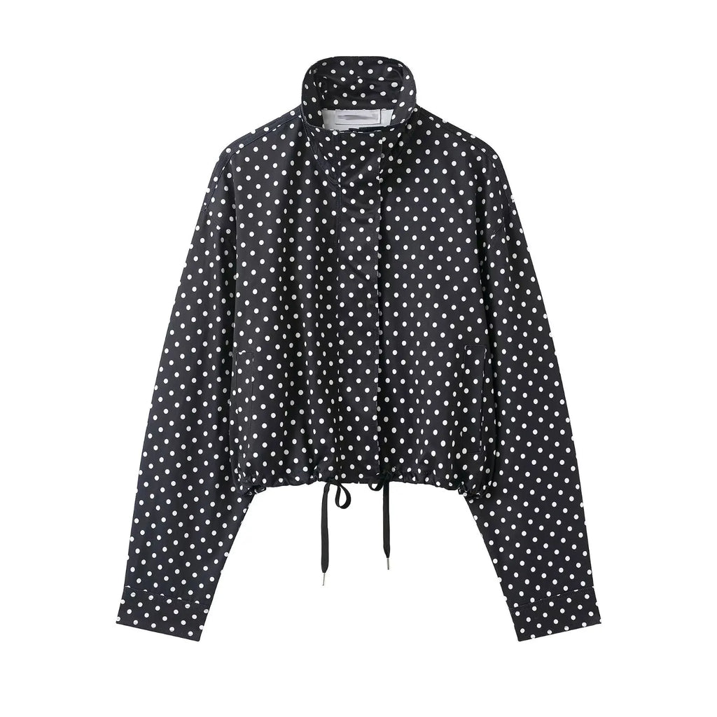 Drawstring Polka-Dot Blouse