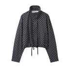 Drawstring Polka-Dot Blouse