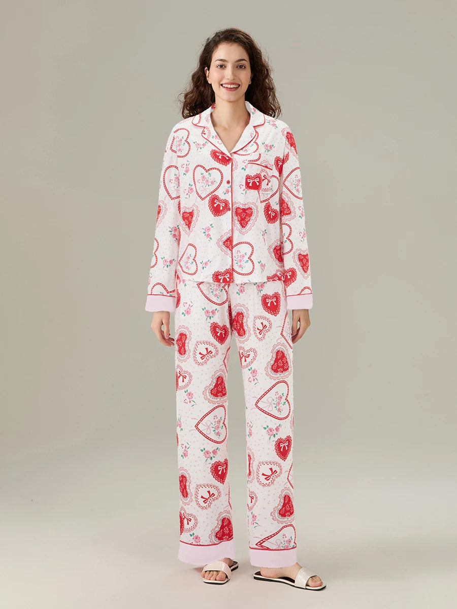 Premium Cotton Long Pyjama Set with Fine Piping