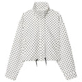 High-Neck Cropped Bomber Jacket with Adjustable Drawstring