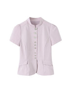 Lavender Mandarin Collar Peplum Suit Set