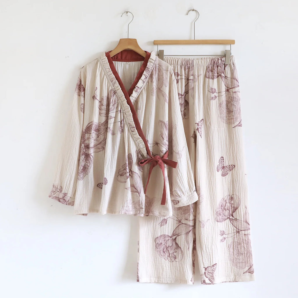 Premium Muslin Cotton Wrap Pyjama Set
