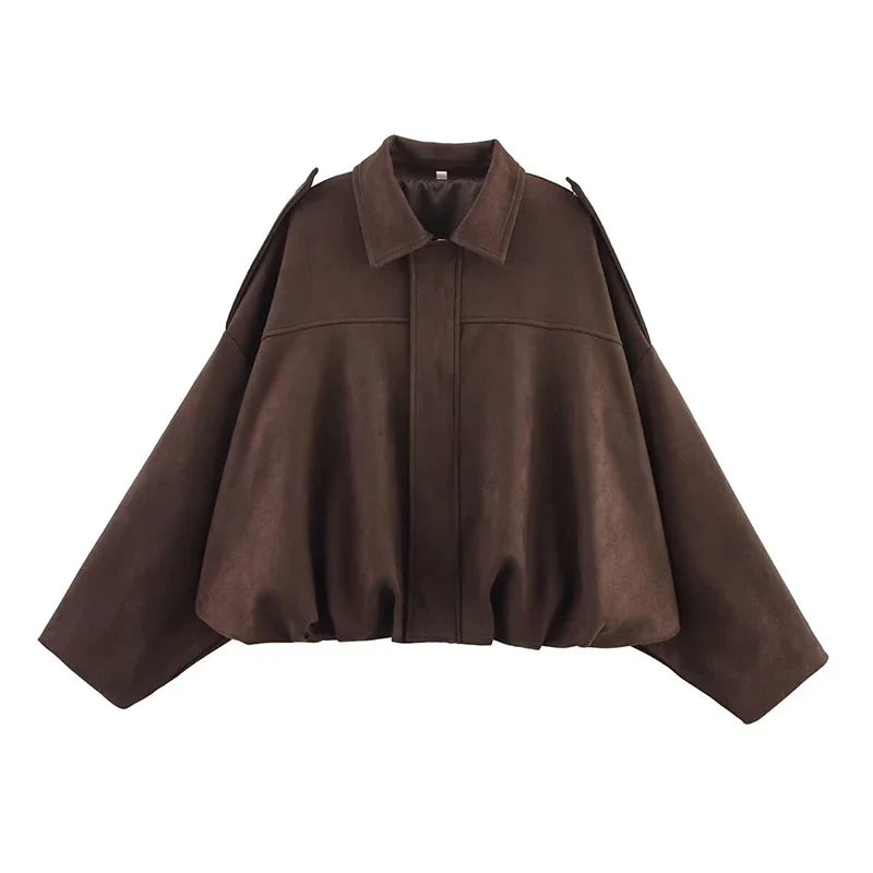 Relaxed Collared Bomber Jacket