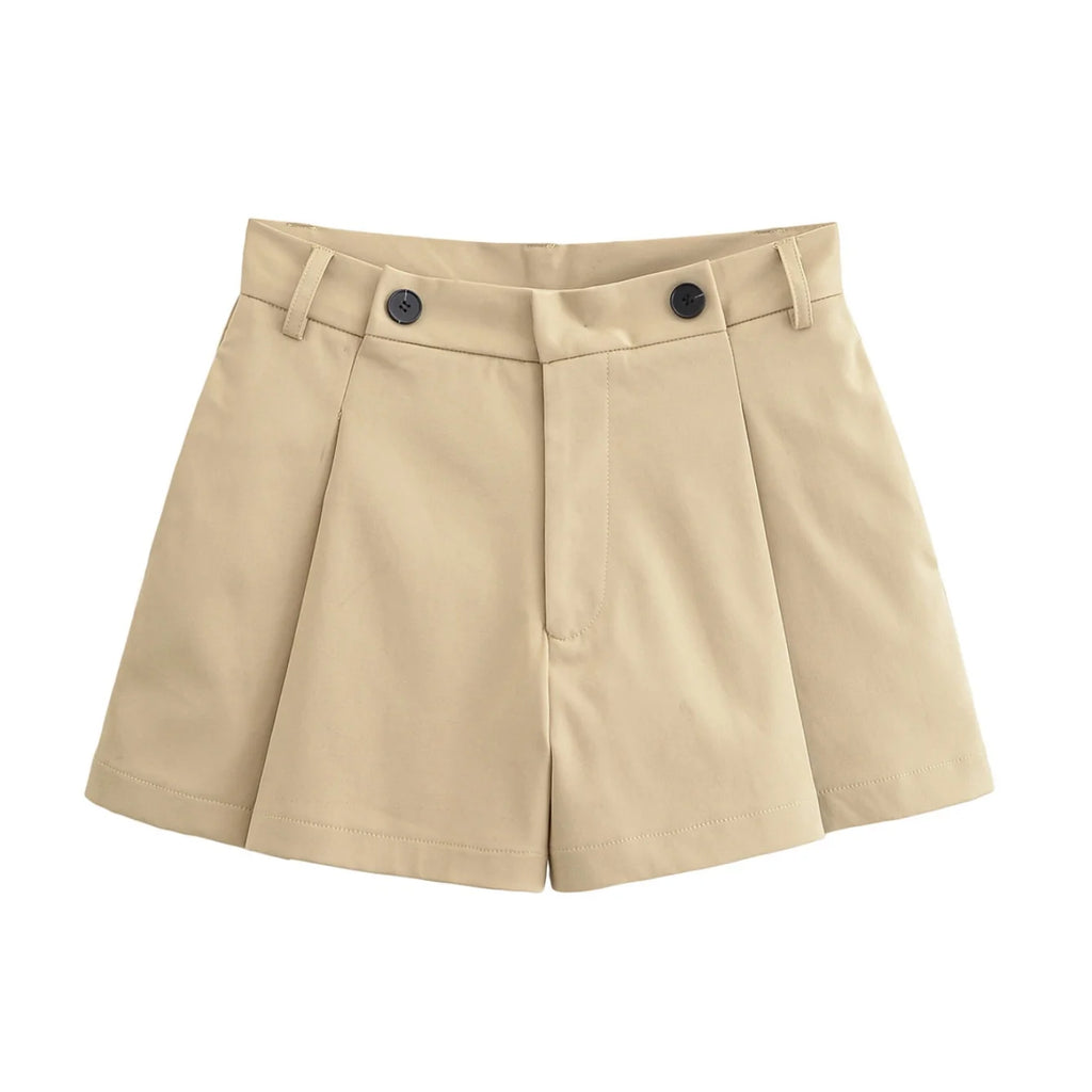 High-Neck Belted Jacket and Pleated Shorts Co-ord
