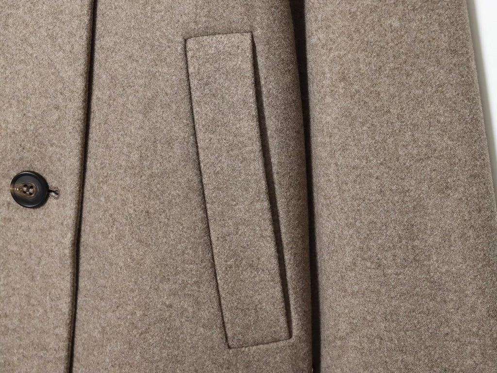 Asymmetric High-Neck Wool Blend Jacket