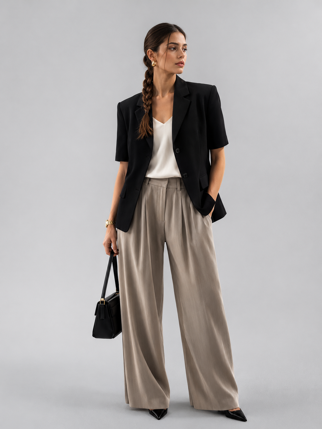 Cropped Short-Sleeve Blazer